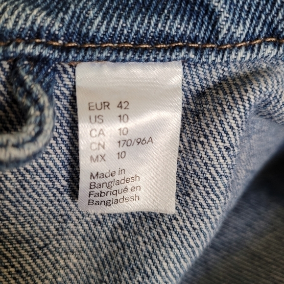 Divided by H&M Denim Jean Jacket with Handpainted Design Size 10 - Picture 9 of 10